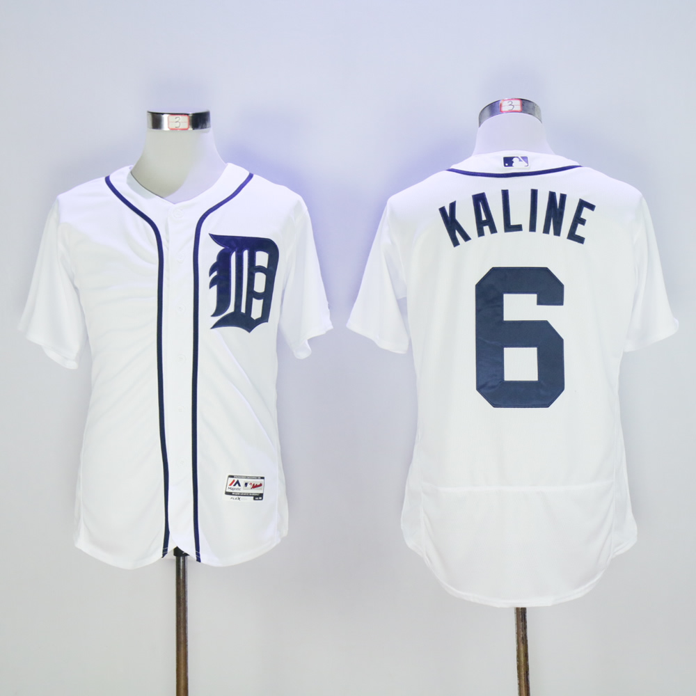 Men Detroit Tigers #6 Kaline White Throwback MLB Jerseys
